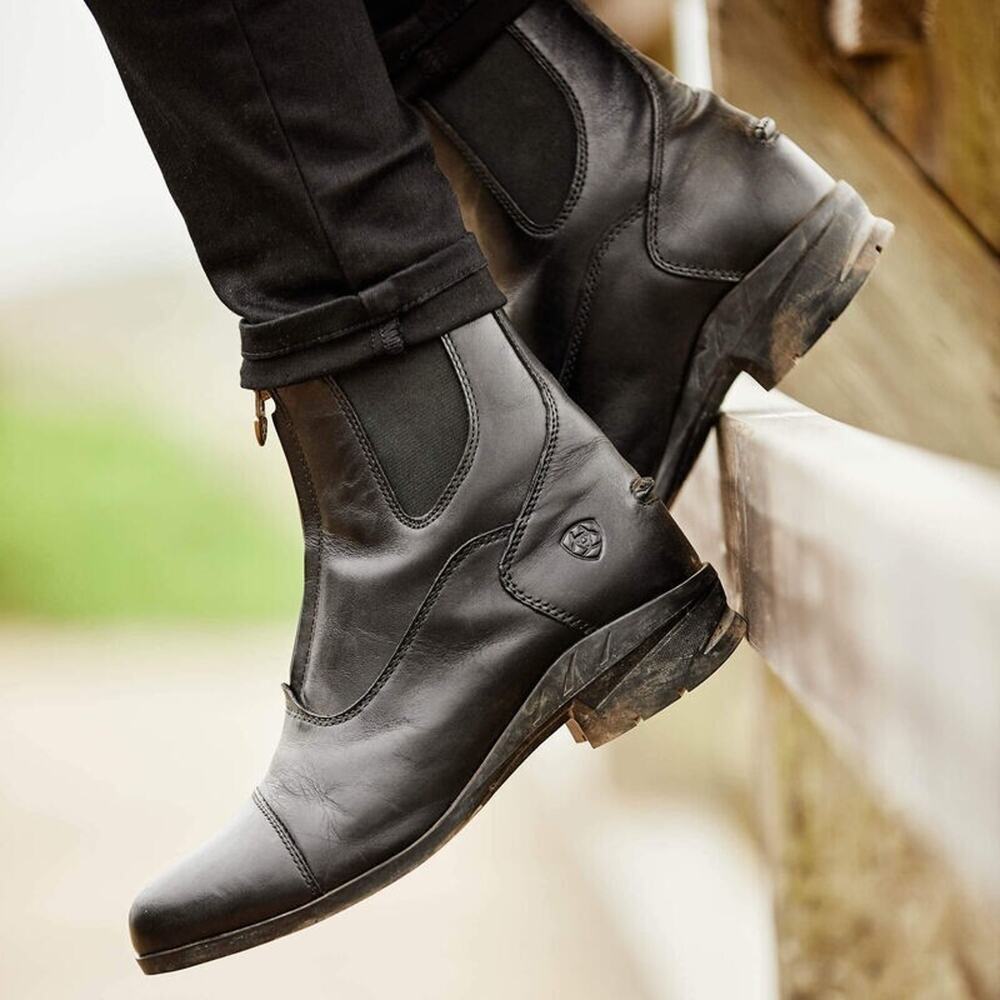 Ariat men’s  Heritage IV Zip Waterproof Black Leather Paddock Boots Size 10D
